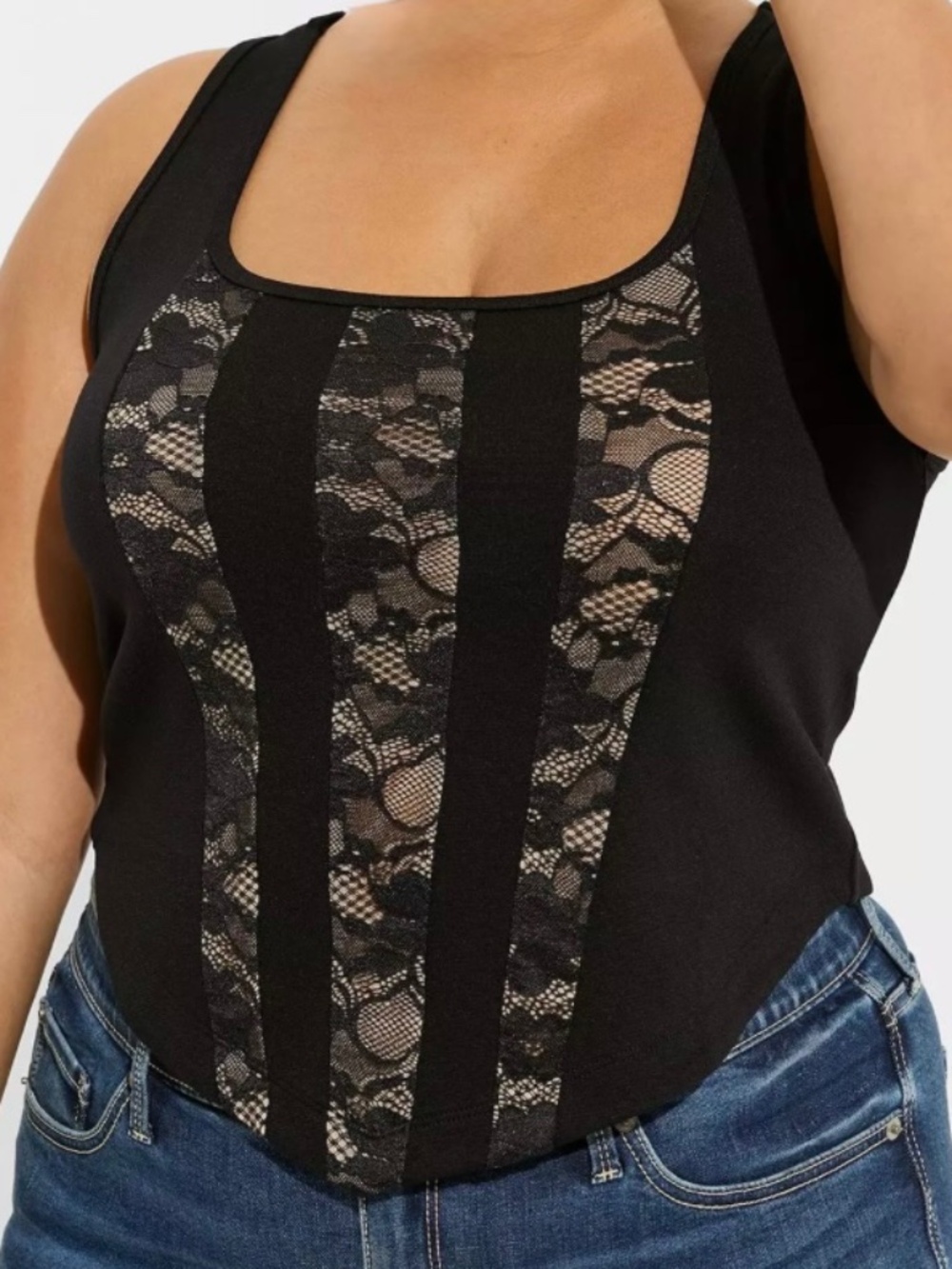 Torrid Ponte Square Neck Lace Top